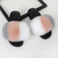 Dames mode intérieure maison Mink sandales en gros en peluche en peluche Fox Fox Fur Slippers Chaussures avec sac à main